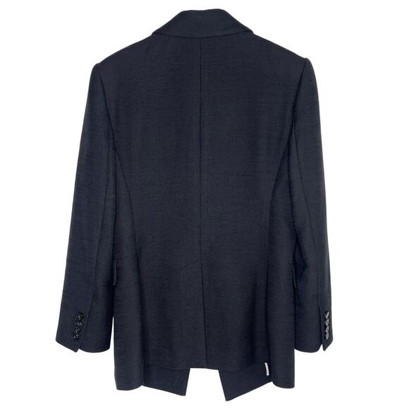 Theory Cotton-Linen Elongated Single Breasted Tuxedo Blazer Black Women's Size 8 - Picture 9 of 9